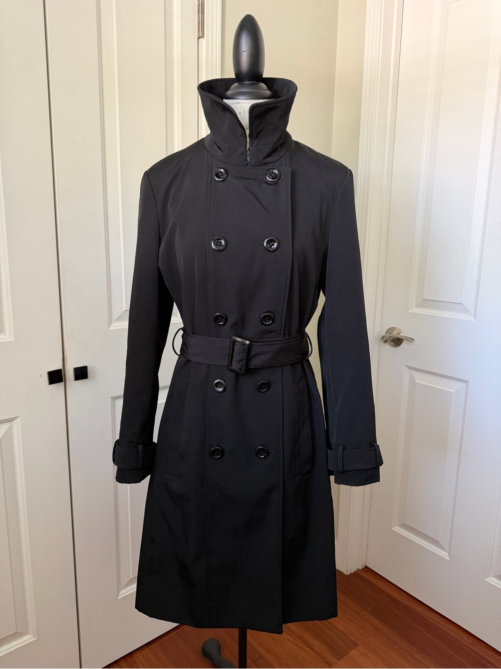 Calvin Klein Black Double-Breasted Trench Coat with Belt